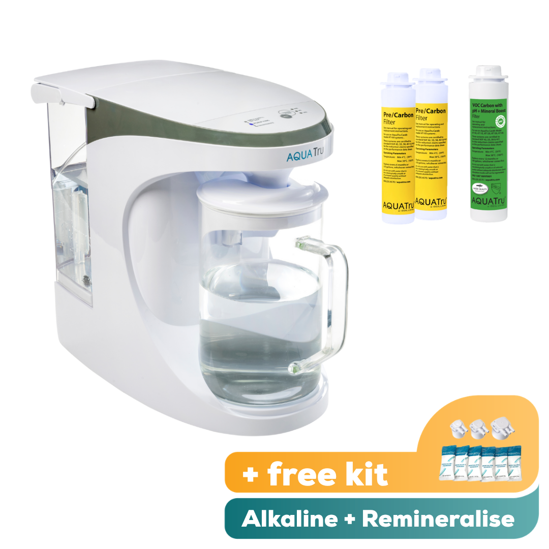 AquaTru Carafe Unit + 1 year filters alkaline + free descaling kit