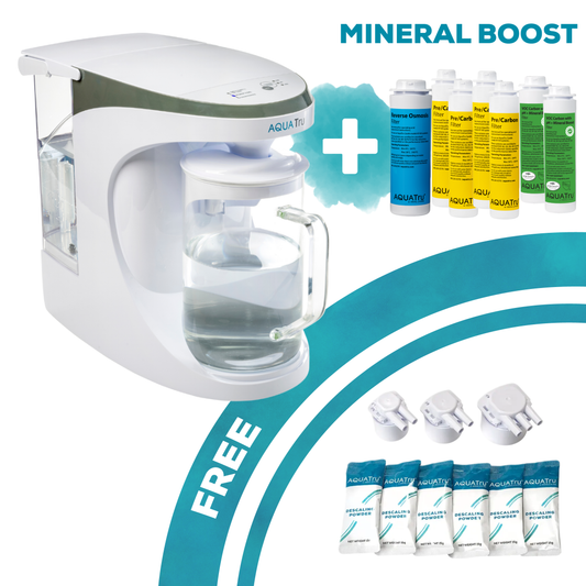 AquaTru Carafe Unit + 2 year filters alkaline  + free descaling kit