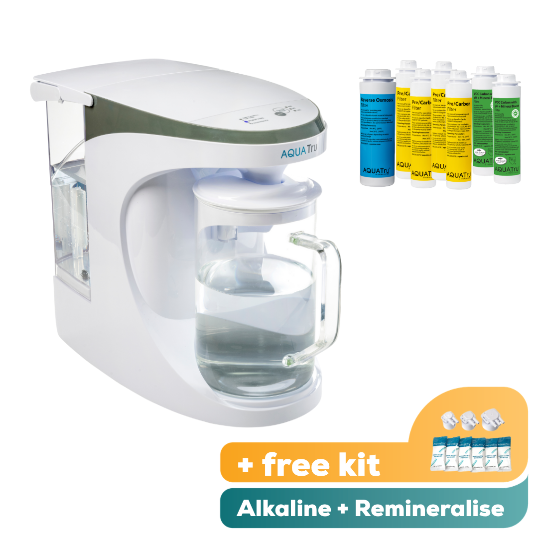 AquaTru Carafe Unit + 2 year filters alkaline  + free descaling kit